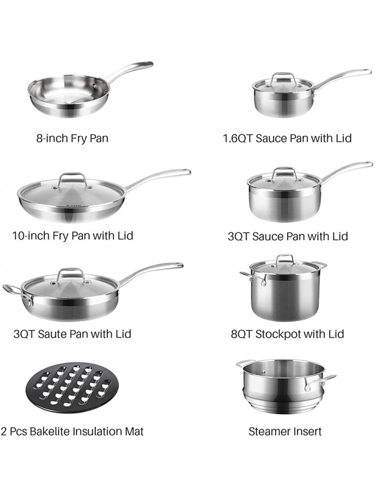 Duxtop Whole-Clad Tri-Ply Stainless Steel Induction Cookware Set 14PC Kitchen Pots and Pans Set - BI6VTOVZY