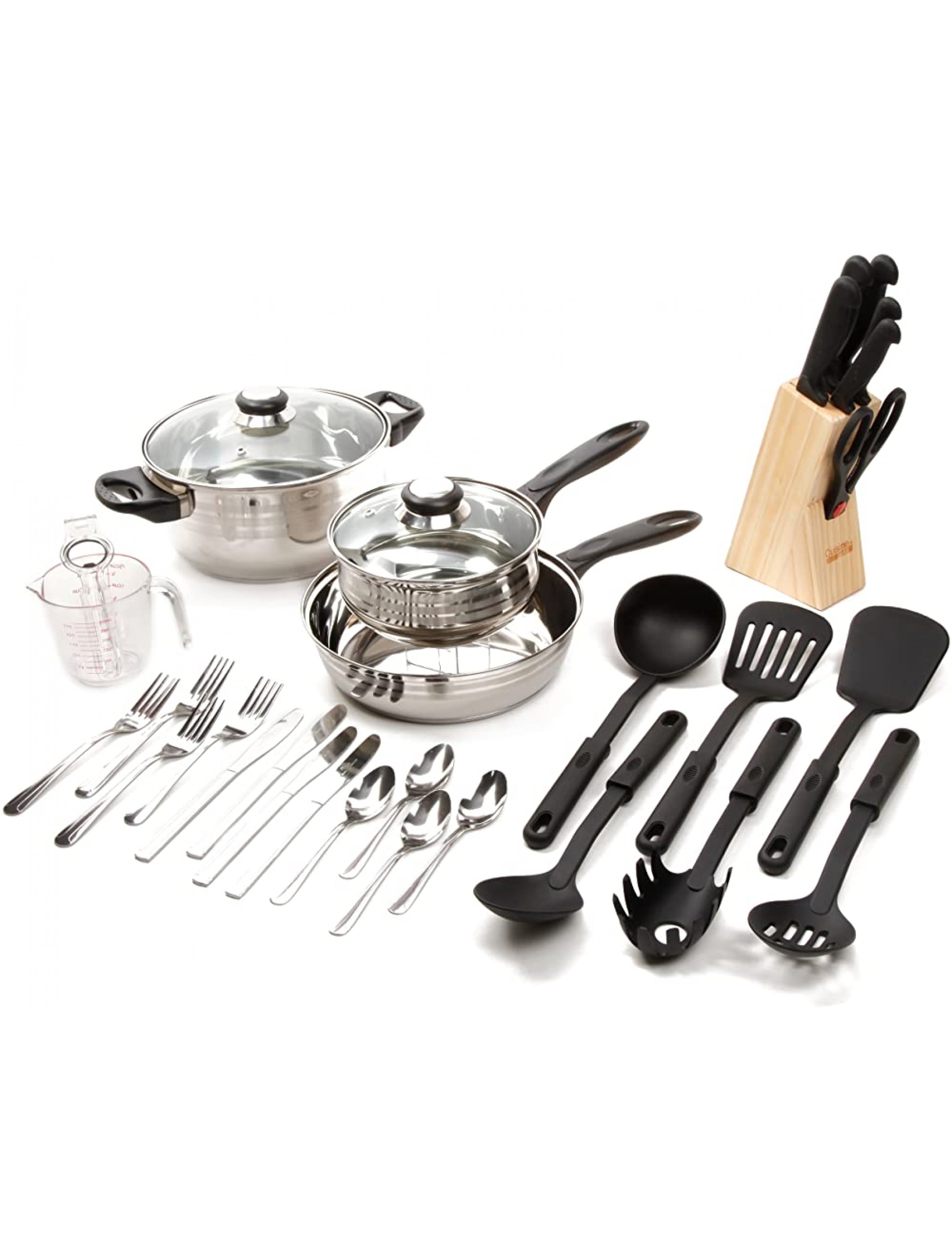 Gibson Home Back to Basics Stainless Steel Cookware Set 32-Piece Stainless Steel - BZ4YL4WAX