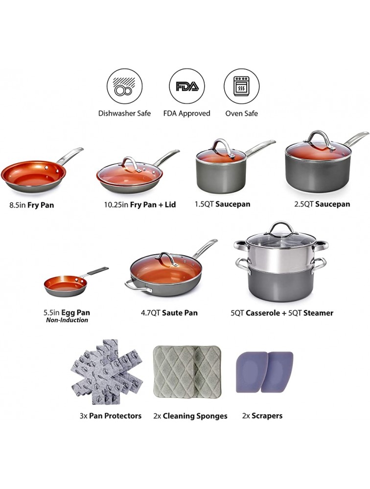 Home Hero Pots and Pans Set 13 Pc Nonstick Kitchen Cookware Sets Induction Cookware Pans for Cooking Pot and Pan Set Stainless Steel Pots and Pans Set Copper Kitchen Set Cooking Set Cookware Set - BDXA1KBX1