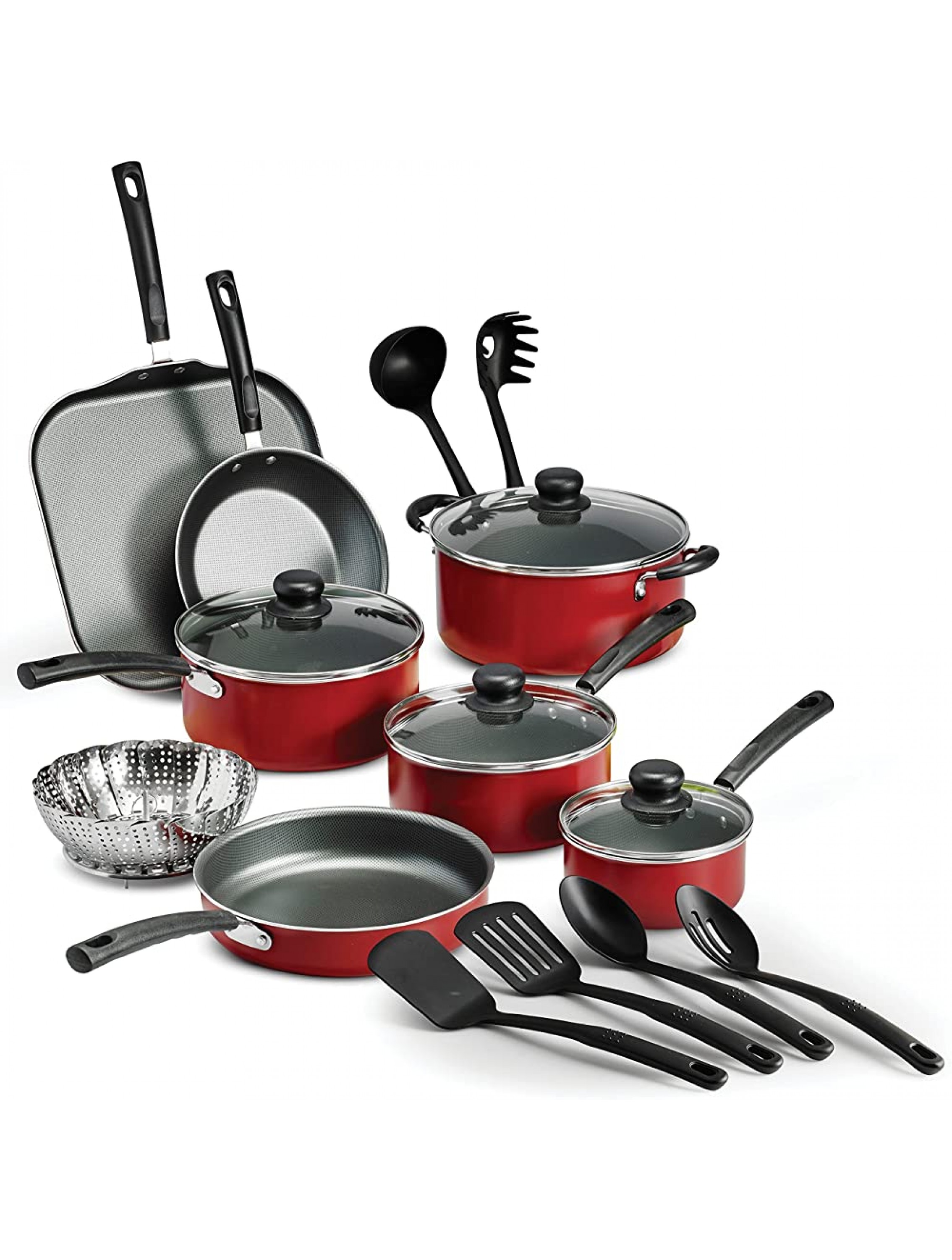 LEGENDARY-YES 18 Piece Nonstick Pots & Pans Cookware Set Kitchen Kitchenware Cooking NEW RED - BTWQ113O9