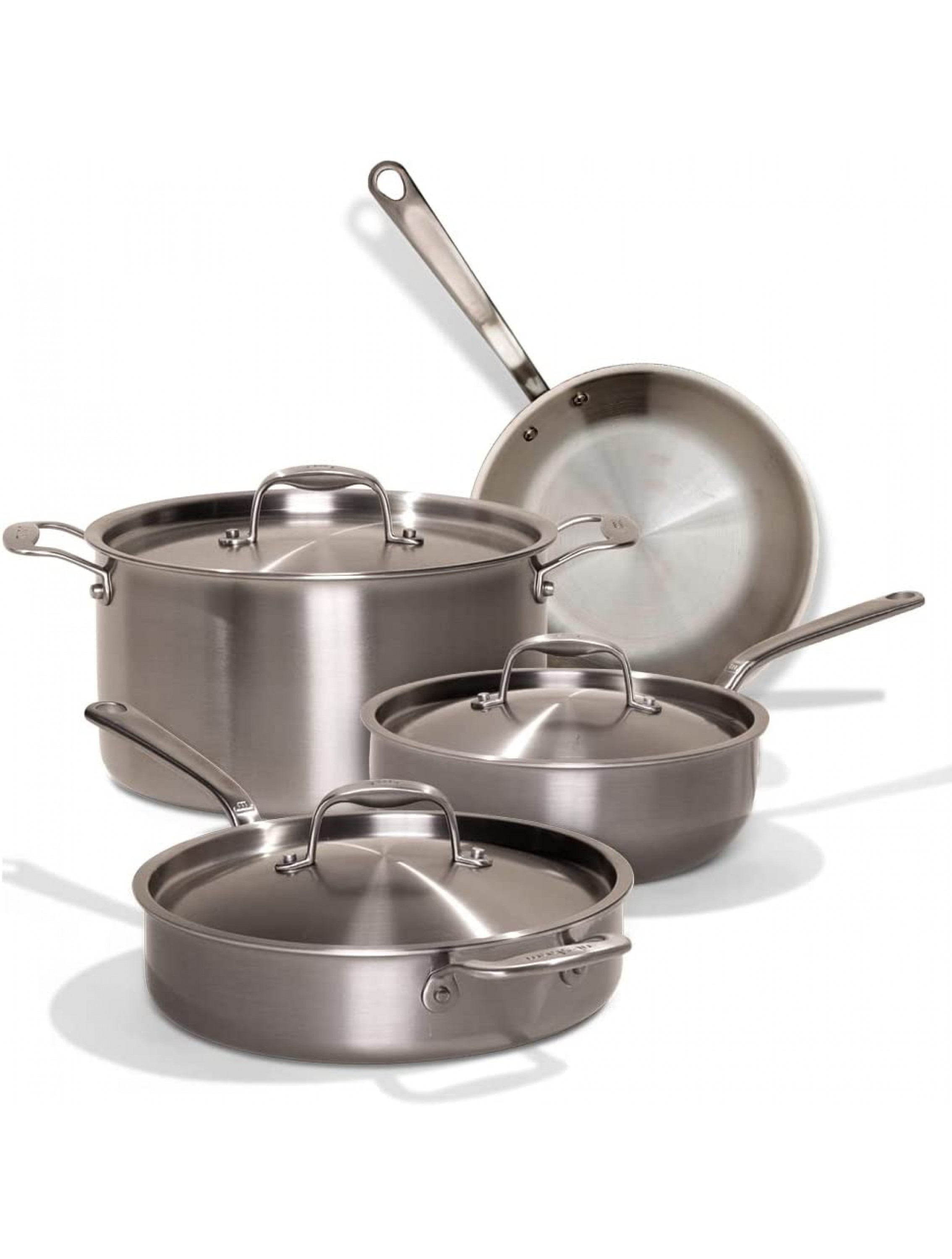 Made In Cookware 7 Piece Stainless Steel Pot and Pan Set 5 ply Stainless Clad Includes Frying Pans Saucepans Saute Pan and Stock Pot Induction Compatible Cookware - B6UBFDRBN