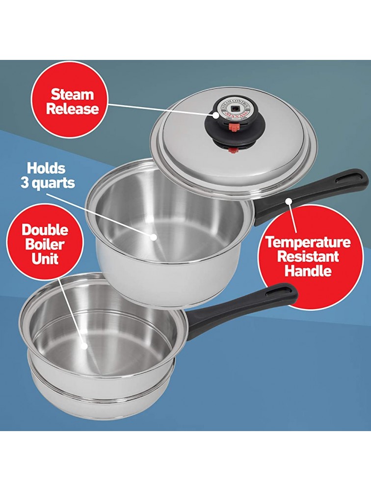 Maxam 9-Element Waterless Cookware Set Durable Stainless Steel Construction with Heat and Cold Resistant Handles 17-Pieces - BZIU7H33I