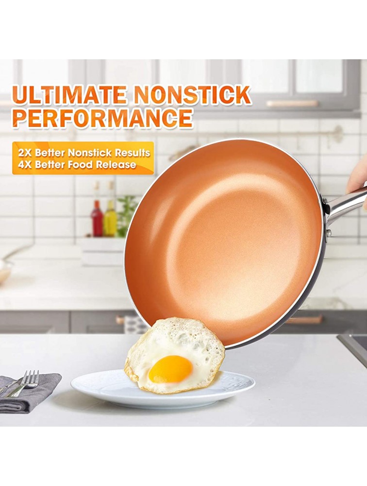 MICHELANGELO Pots and Pans Set Ultra Nonstick Copper Cookware Set 12 Piece with Healthy & PFOA-Free Ceramic Titanium Coating Essential Cookware Sets Copper Pots and Pans Set Nonstick - B62VKQHTJ