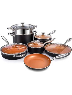 MICHELANGELO Pots and Pans Set Ultra Nonstick Copper Cookware Set 12 Piece with Healthy & PFOA-Free Ceramic Titanium Coating Essential Cookware Sets Copper Pots and Pans Set Nonstick - B62VKQHTJ