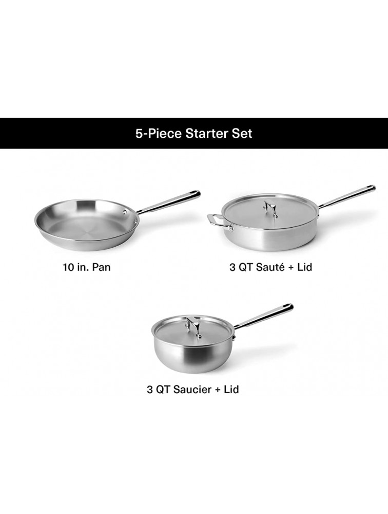 Misen Stainless Steel Pots and Pans Set Stainless Steel Cookware Set 5 Piece Starter Kitchen Cookware Sets - BW6VPBJD5