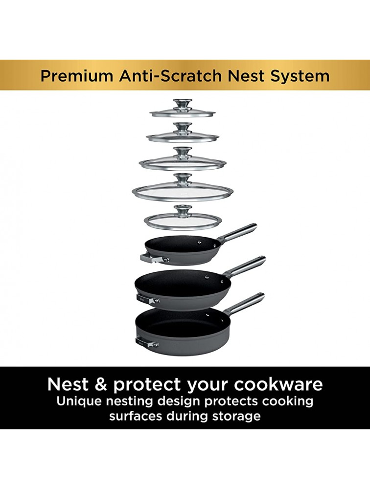 Ninja C53000 Foodi NeverStick Premium 3-Piece Fry Pan Set Anti-Scratch Nesting Cookware Hard-Anodized Nonstick Durable & Oven Safe to 500°F Slate Grey - BMAS22XQA