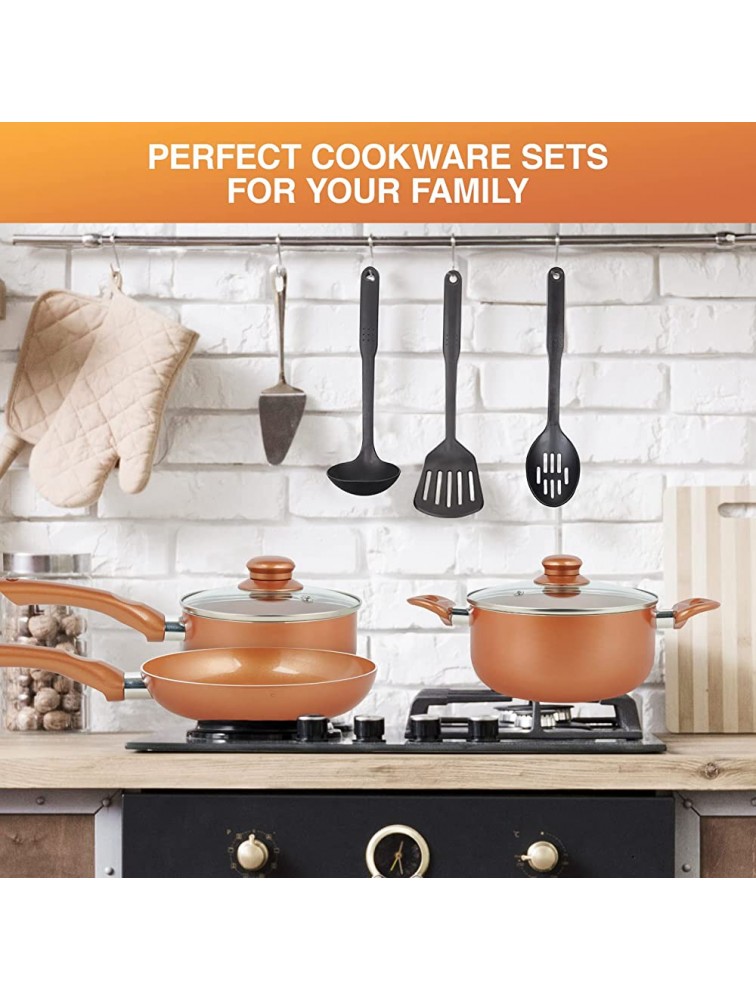 Pots and Pans Set Nonstick Cookware Set with Ceramic Coating Copper Pots and Pans set 11 Piece Cookware with Kitchen Utensils Gas Induction Compatible - BP1XMRXYX