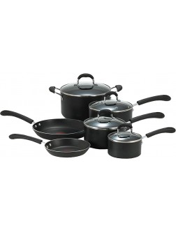 T-fal E938SA Professional Total Nonstick Oven Safe Thermo-Spot Heat Indicator 10-Piece Dishwasher Safe Cookware Set Black - BNNOU05XU