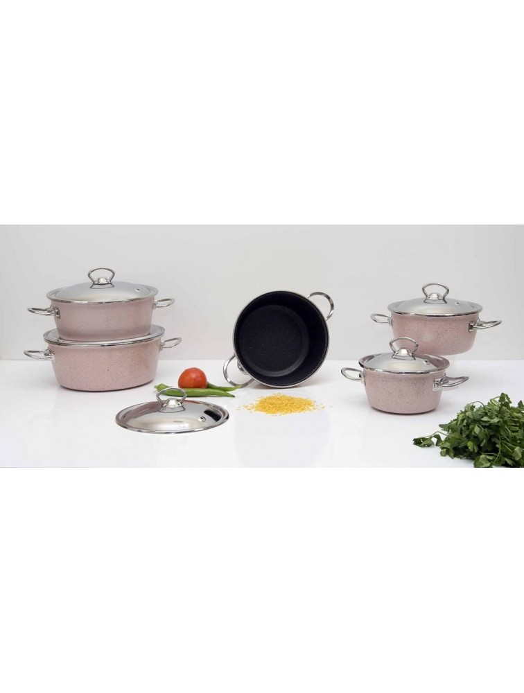 Uniware Super Quality Premium Enamel Cookware Set 10 Piece Set Pink - BHLVPLH4T