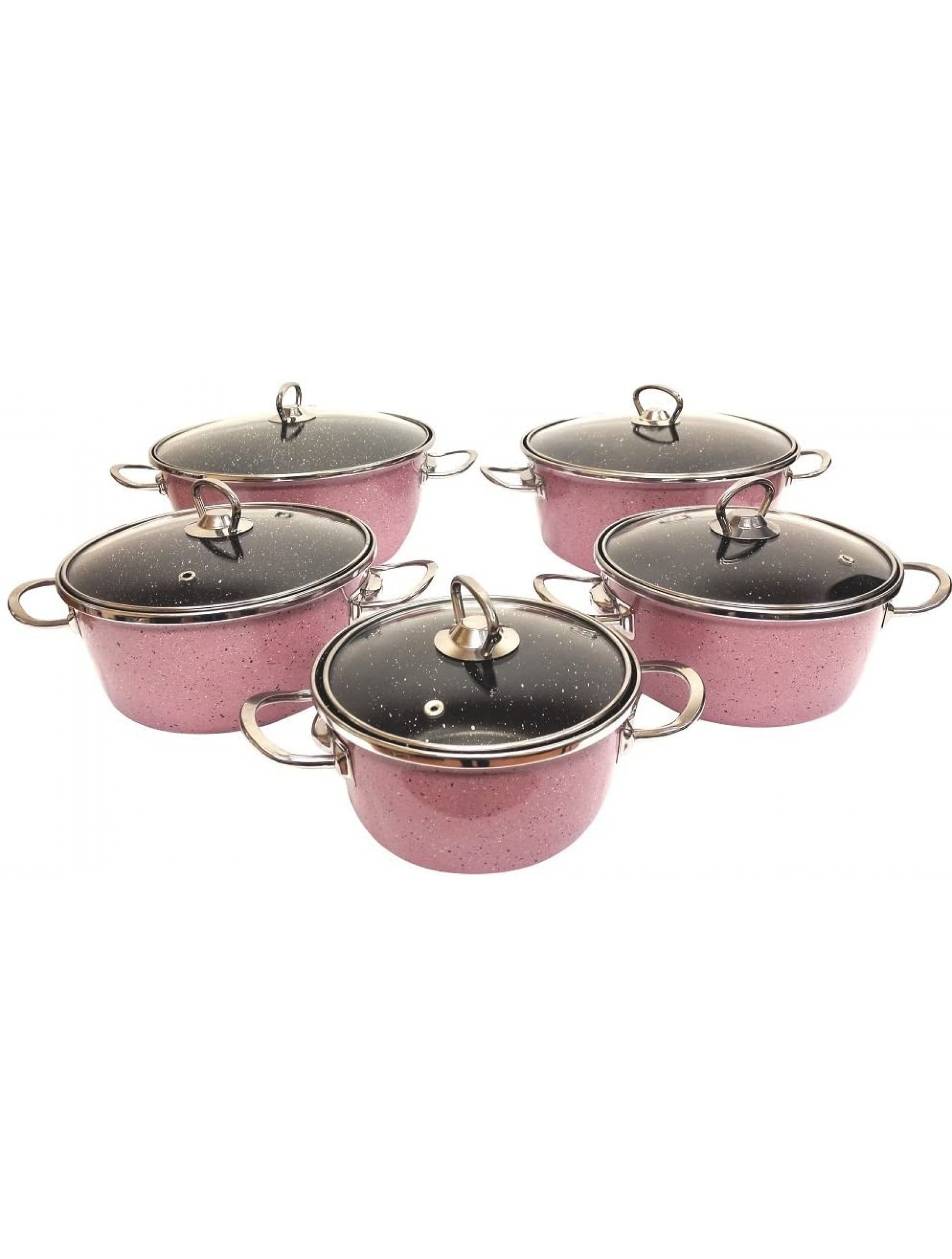 Uniware Super Quality Premium Enamel Cookware Set 10 Piece Set Pink - BHLVPLH4T
